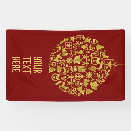Xmas - Boom- Bal met Kerst Iconen 2 Spandoek (Horizontaal)