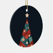 Xmas-boomontwerp, rode blauwe abstracte retro keramisch ornament (Rechts)