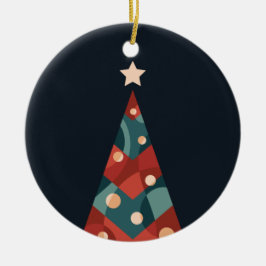 Xmas-boomontwerp, rode blauwe abstracte retro keramisch ornament