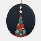 Xmas-boomontwerp, rode blauwe abstracte retro keramisch ornament (Links)