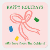 Xmas Bow Doodle CHRISTMAS Holiday Gift To From  Vierkante Sticker (Voorkant)