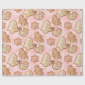 Xmas bruin ontbijtkoek Mannen hart sterren roze Cadeaupapier (Vlak)