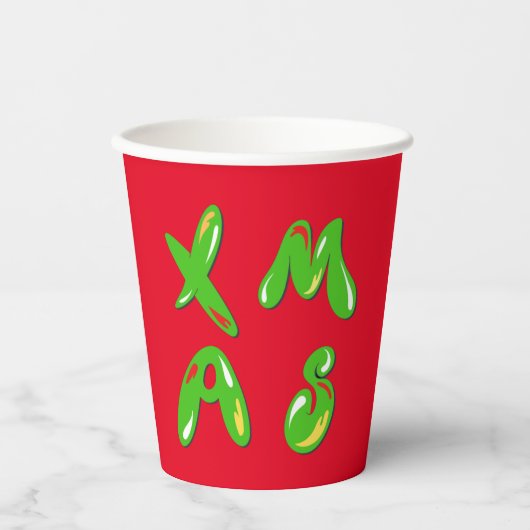 Xmas Bubble-tekst Papieren Bekers (Voorkant)