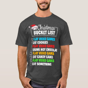 Xmas Bucket List Santa Hat Funny Video Gamer Boys T-shirt