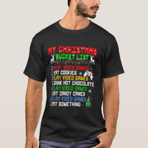 Xmas Bucket List Santa Hat Grappige Videogamer Chr T-shirt