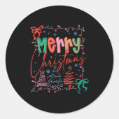 Xmas Buffalo Plaid Red White Green Merry Christmas Ronde Sticker (Voorkant)