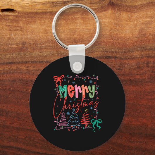 Xmas Buffalo Plaid Red White Green Merry Christmas Sleutelhanger (Voorkant)