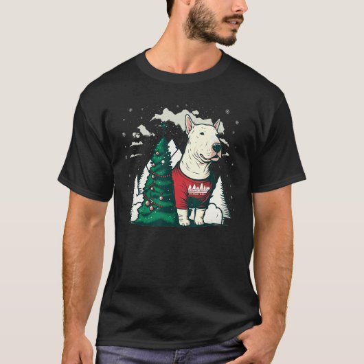Xmas Bull Terrier Santa op Christmas Bull Terrier T-shirt (Voorkant)