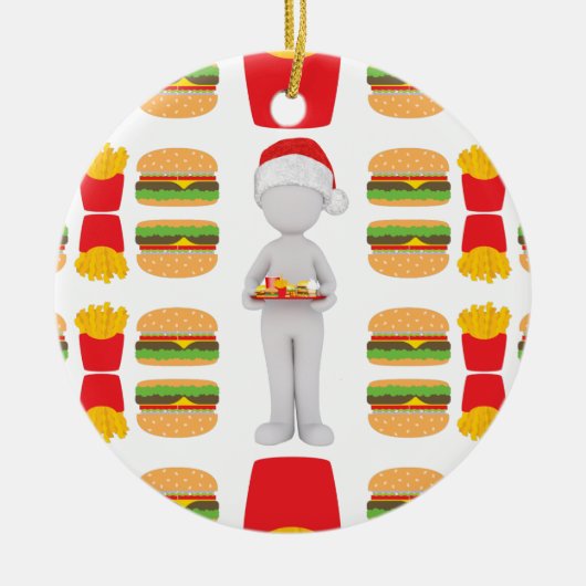 xmas burger santa claus keramisch ornament (Voorkant)
