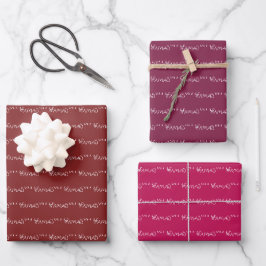 XMAS Burgundy Paarse Pink Chic Edition Inpakpapier Vel