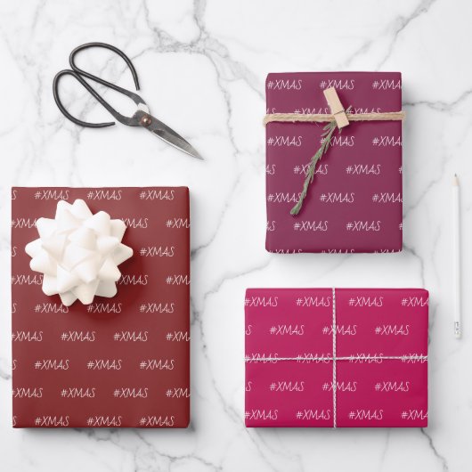 XMAS Burgundy Paarse Pink Chic Edition Inpakpapier Vel (Voorkant)