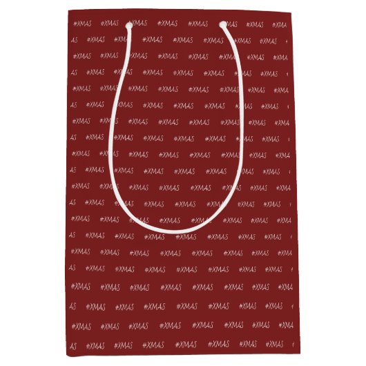 XMAS Burgundy White Trendy Pattern Medium Cadeauzakje (Voorkant)