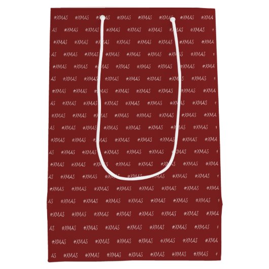 XMAS Burgundy White Trendy Pattern Medium Cadeauzakje (Achterkant)