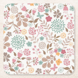 Xmas Cadeau Floral 4 seizoenen Kartonnen Onderzetters