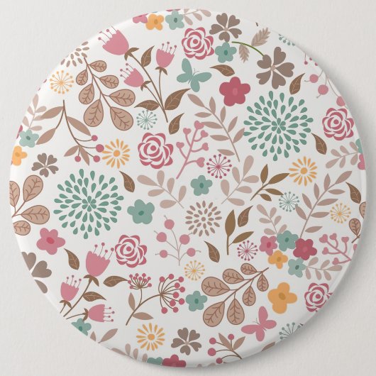 Xmas Cadeau Floral 4 seizoenen Ronde Button 6,0 Cm (Voorkant)