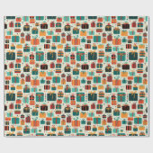Xmas Cadeau Kleurrijke Patroon Gift Cadeaupapier (Vlak)