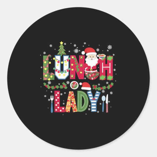 Xmas Cafeteria Worker Christmas School Lunch Lady  Ronde Sticker (Voorkant)