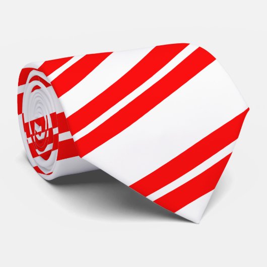 Xmas Candy Cane Diagonal Striped Stropdas (rood en (Opgerold)