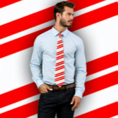 Xmas Candy Cane Diagonal Striped Stropdas (rood en