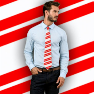 Xmas Candy Cane Diagonal Striped Stropdas (rood en