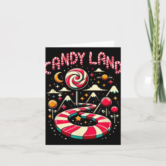 Xmas Candy Land Rainbow Trail Candy Cane Merry Chr Kaart (Voorkant)