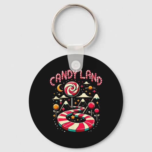 Xmas Candy Land Rainbow Trail Candy Cane Merry Chr Sleutelhanger (Voorkant)