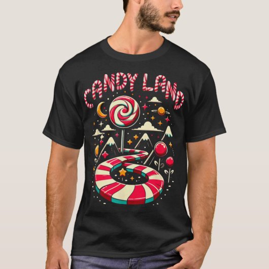 Xmas Candy Land Rainbow Trail Candy Cane Merry Chr T-shirt (Voorkant)