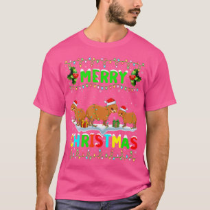 Xmas Capybara Lighting Santa Hat Merry Kerstmis C T-shirt