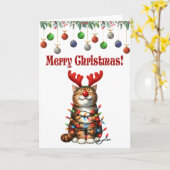 Xmas Cat Funny Cat Christmas Kaart (Gele Bloem)