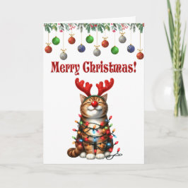 Xmas Cat Funny Cat Christmas Kaart
