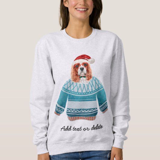 Xmas Cavalier King Spaniel Ugly Kersthond Mam Trui (Voorkant)