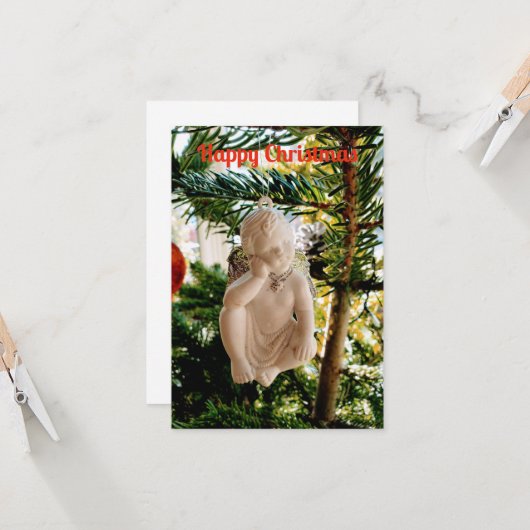 Xmas cherub kaart (Voorkant / Achterkant in situ)