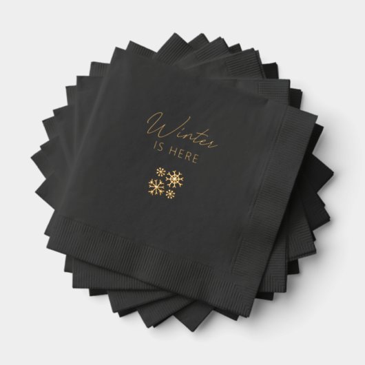 Xmas Chic Black & Gold Foil Stamped Napkins Folie Servetten (Insitu (Gestapeld))