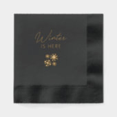 Xmas Chic Black & Gold Foil Stamped Napkins Folie Servetten (Voorkant)