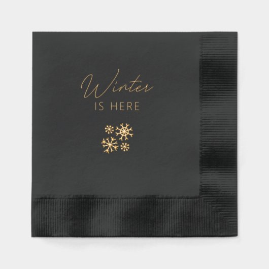Xmas Chic Black & Gold Foil Stamped Napkins Folie Servetten (Voorkant)