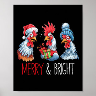 Xmas Chickens Santa Hat Christmas Boerderij Animal Poster
