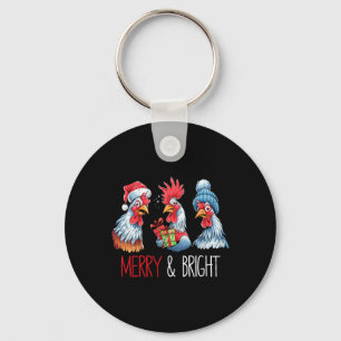 Xmas Chickens Santa Hat Christmas Boerderij Animal Sleutelhanger