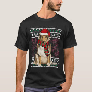 Xmas Collie Hond Santa Hoed Lelijke Kerstmis T-shirt