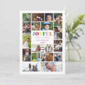 Xmas Colorful Brightest 18 Multi Photo Collage Feestdagenkaart (Staand voorkant)