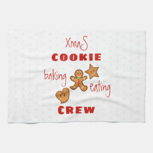 XMAs Cookie Baking&Eating Crew-Red Tekst Theedoek