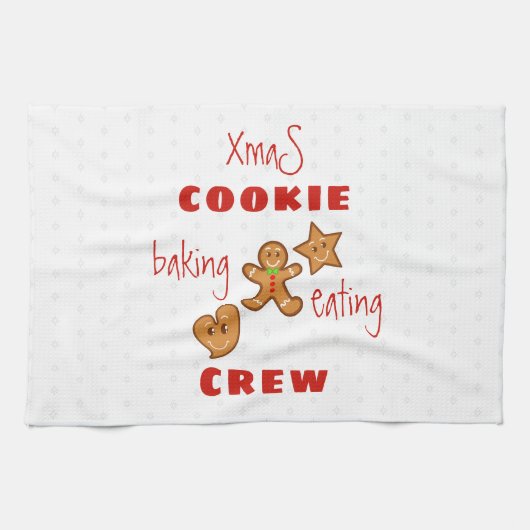 XMAs Cookie Baking&Eating Crew-Red Tekst Theedoek (Horizontaal)