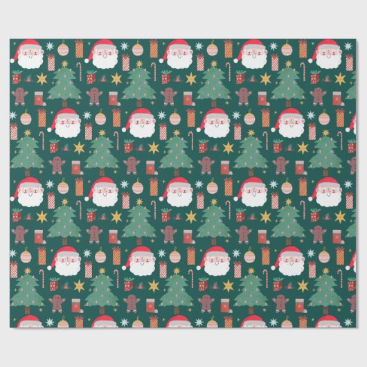 Xmas Cookie Gekleurde Noel Kerstmis Cadeaupapier (Vlak)