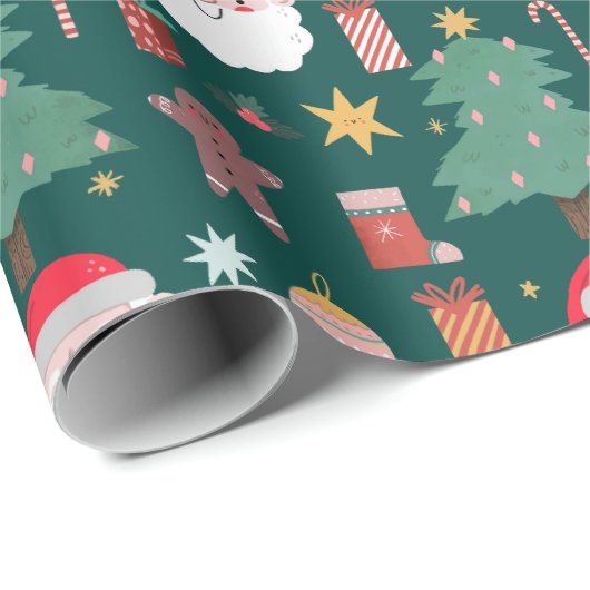 Xmas Cookie Gekleurde Noel Kerstmis Cadeaupapier (Rol Hoek)