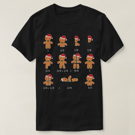 Xmas Cookies Santa Hat Fractions Wiskunde Teacher  T-shirt (Design voorkant)