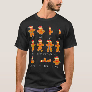 Xmas Cookies Santa Hat Fractions Wiskunde Teacher T-shirt