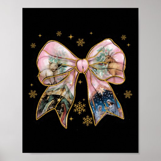 Xmas Coquette Bow Jesus Christelijk Bijbelvers Nat Poster (Voorkant)