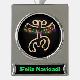 Xmas Coqui Taino Banner Ornament Verzilverd Banner Ornament