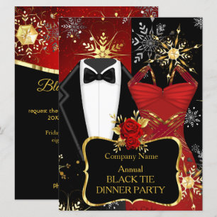 Xmas Corporate Black Stropdas Dinner Party Red Tux Kaart