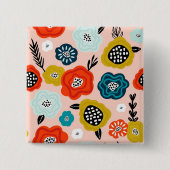 Xmas Creative Decorative Fbloemen Vierkante Button 5,1 Cm (Voorkant)