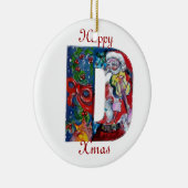 XMAS D LETTER/SANTA CLAUS MET VIOLIN MONOGRAM KERAMISCH ORNAMENT (Rechts)
